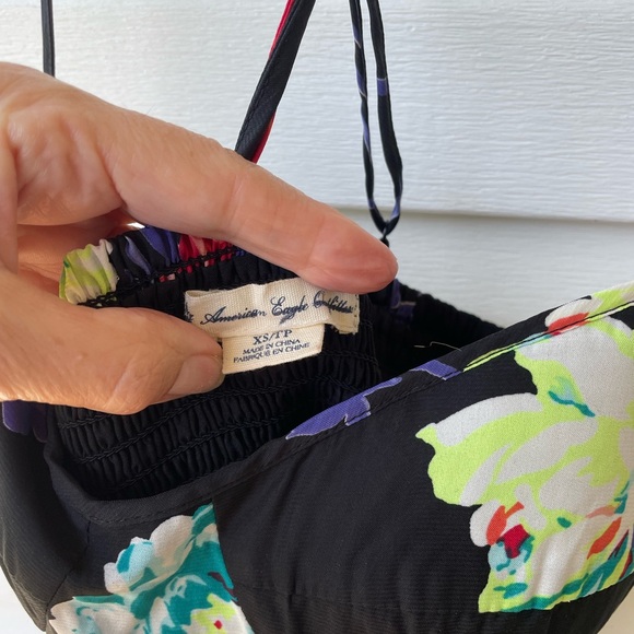 Make offer! AEO black sundress with flowers Sz X-Sm.Great condition! - Picture 3 of 9